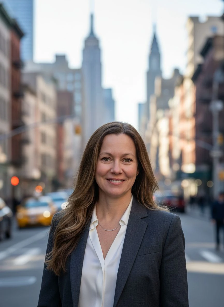 Professional outdoor headshot set in a modern city environment