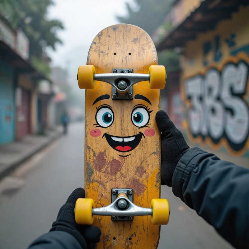 Selfie shot angle of a Caring Weary Salvadoran Skateboard