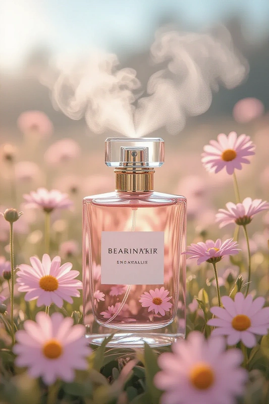 Close-up product photograph of the perfume bottle